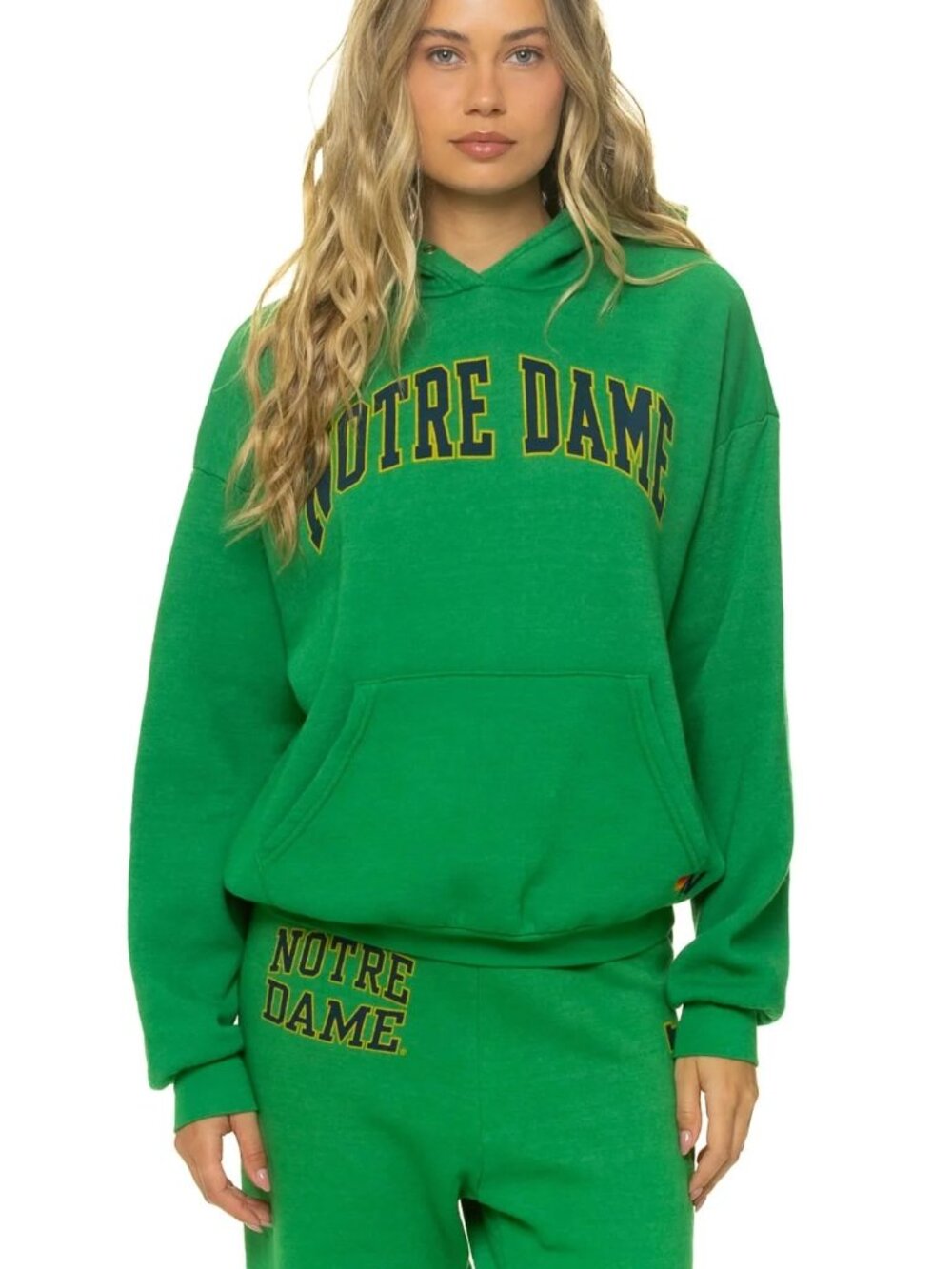 NWT Aviator Nation NOTRE DAME 2026 PULLOVER HOODIE RELAXED - KELLY GREEN XS